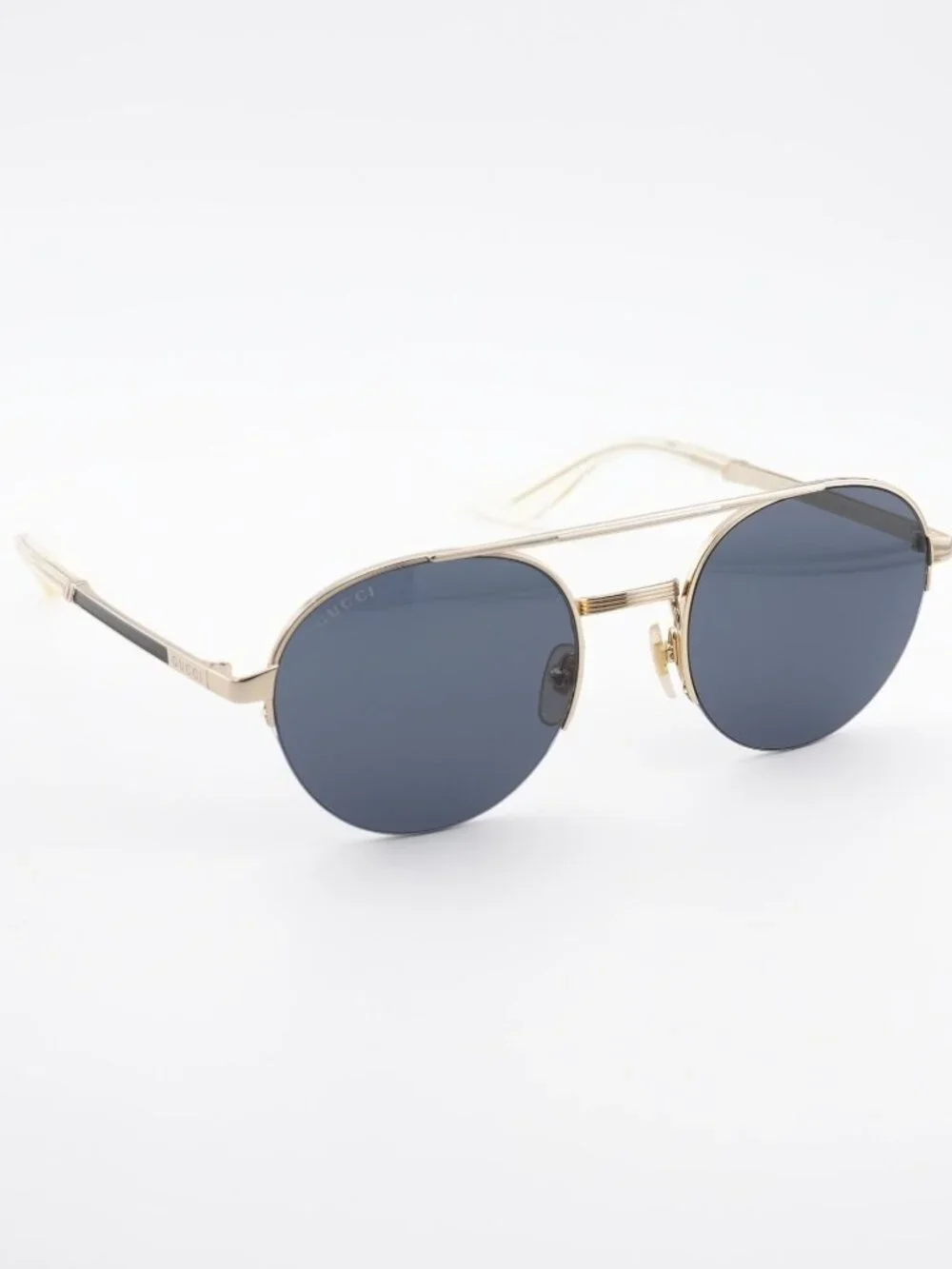 Gucci GG0984S 001 Unisex Sunglasses Gold Round Frame, Grey Lenses